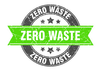 Fototapeta premium zero waste round stamp with ribbon. label sign