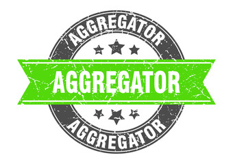 aggregator round stamp with ribbon. label sign