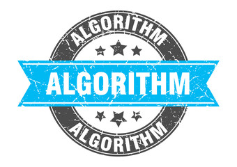 algorithm round stamp with ribbon. label sign