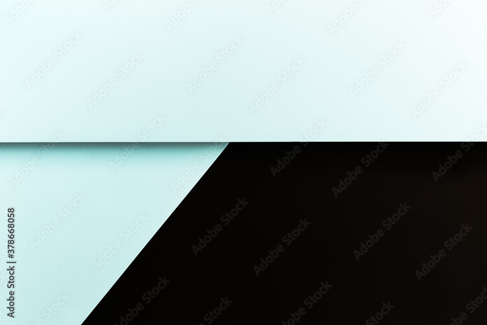 Fototapete A white and black flat lay background with sharp layers and shadows with copy space