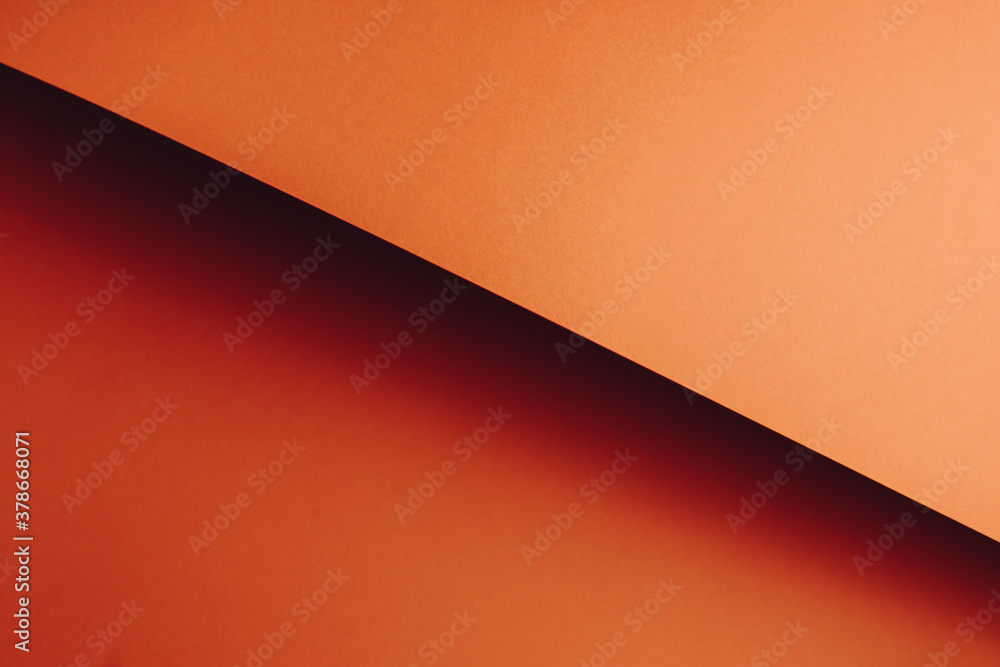 Poster colorful orange flat lay background with sharp layers and shadows with copy space
