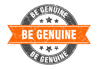 be genuine round stamp with ribbon. label sign