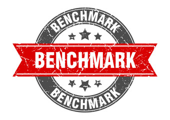 benchmark round stamp with ribbon. label sign