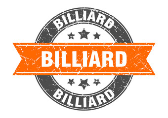 billiard round stamp with ribbon. label sign