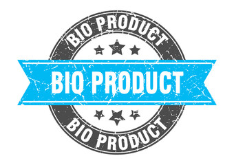 bio product round stamp with ribbon. label sign