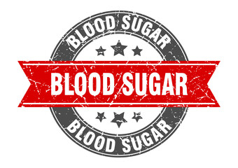 Obraz premium blood sugar round stamp with ribbon. label sign