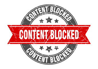 content blocked round stamp with ribbon. label sign
