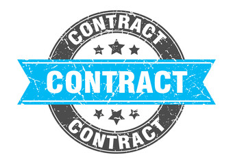 contract round stamp with ribbon. label sign