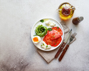 breakfast -  tomatoes,  avocado rose