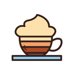 coffee striped cup with cream line and fill style icon vector design
