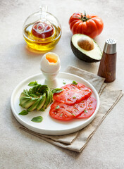 breakfast -  tomatoes,  avocado rose