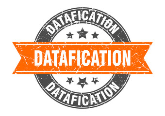 datafication round stamp with ribbon. label sign