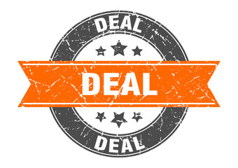 deal round stamp with ribbon. label sign