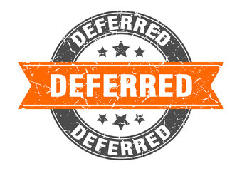 Obraz premium deferred round stamp with ribbon. label sign