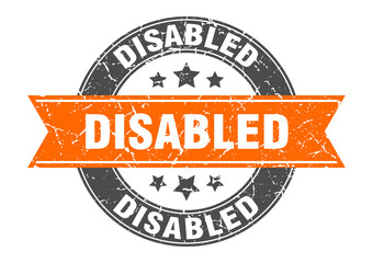 disabled round stamp with ribbon. label sign