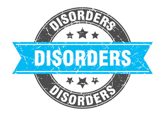 disorders round stamp with ribbon. label sign