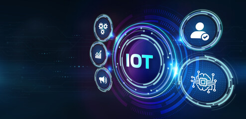 Internet of things - IOT concept. Businessman offer IOT products and solutions.