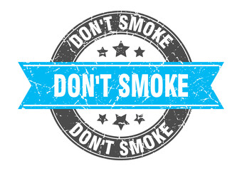 don't smoke round stamp with ribbon. label sign