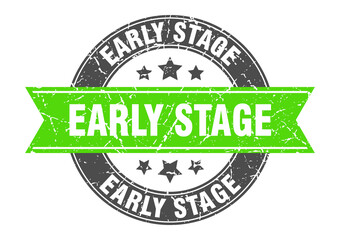 early stage round stamp with ribbon. label sign