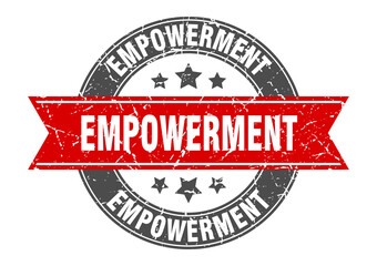 empowerment round stamp with ribbon. label sign