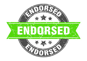 endorsed round stamp with ribbon. label sign