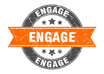 engage round stamp with ribbon. label sign