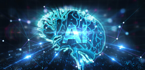 AI Learning and Artificial Intelligence Concept. Business, modern technology, internet and networking concept.