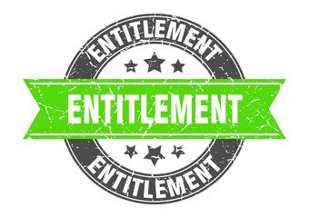 entitlement round stamp with ribbon. label sign