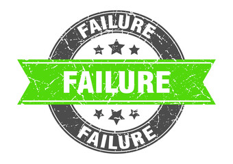 failure round stamp with ribbon. label sign