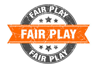 fair play round stamp with ribbon. label sign