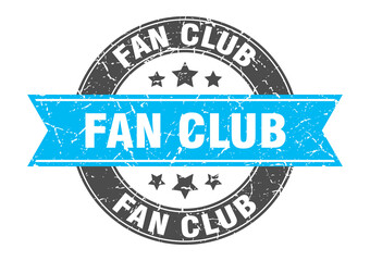 fan club round stamp with ribbon. label sign