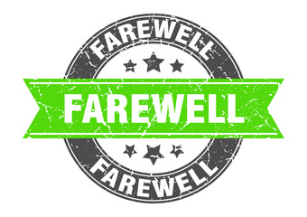 Fototapeta premium farewell round stamp with ribbon. label sign