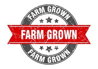 farm grown round stamp with ribbon. label sign
