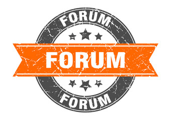 forum round stamp with ribbon. label sign