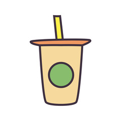 tea mug with straw line and fill style icon vector design