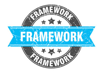 framework round stamp with ribbon. label sign