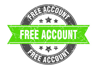 free account round stamp with ribbon. label sign