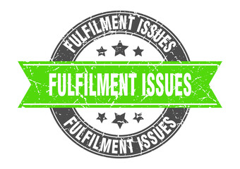 fulfilment issues round stamp with ribbon. label sign