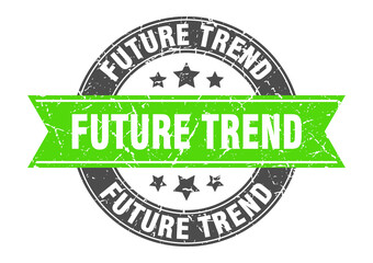 future trend round stamp with ribbon. label sign