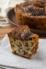 Traditional Brazilian cake called Bolo Formigueiro. Brazilian chocolate cake. Homemade cake
