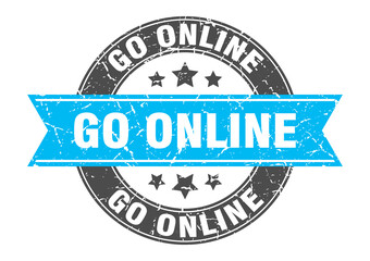 go online round stamp with ribbon. label sign