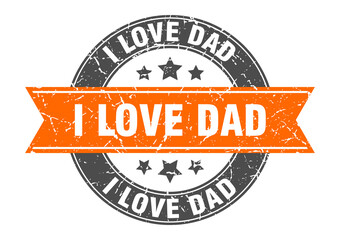 i love dad round stamp with ribbon. label sign