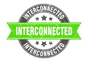 Obraz premium interconnected round stamp with ribbon. label sign