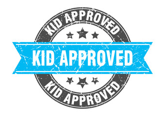 kid approved round stamp with ribbon. label sign