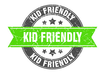 kid friendly round stamp with ribbon. label sign