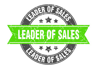 Obraz premium leader of sales round stamp with ribbon. label sign