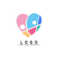 people logo with love, family, kids care, social design template