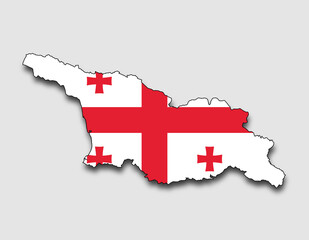Map of The Republic of Georgia, Filled with the National Flag