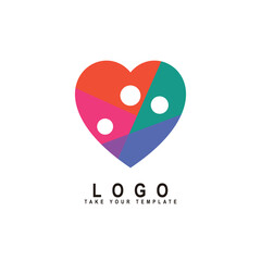 people logo with love, family, kids care, social design template