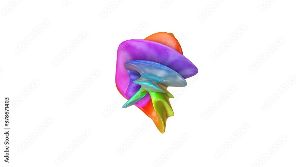 Poster abstract 3d rainbow shape slowly moving on white background. looped screensaver. 3d render